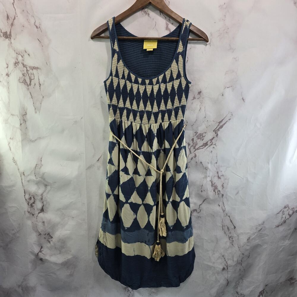 Anthropologie Dress Women XS 0 Tie Dye Maeve Boho Ikat Geometric Tank Shirred
